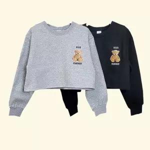 [보리보리/모데쯔]키즈 초등여아 봄/가을 베어 크롭티 등교 10대 데일리