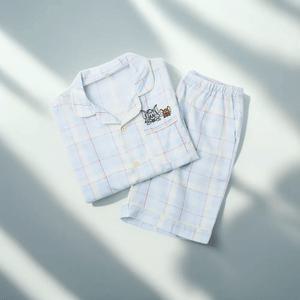 커플잠옷 톰과제리 체크 반팔 파자마(TWO_TONE)