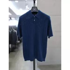 [바쏘옴므]바쏘옴므 세이브존03 바쏘옴므 25 블루네이비 크로셰 매쉬 PK카라 반팔니트 WSAGZ2WT33A (329585