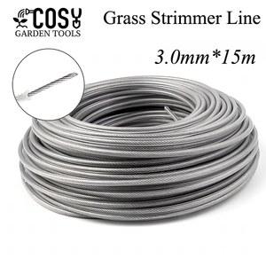 예초기날 COSY 3mm 15m 스틸 와이어 라인 Brushcutter 트리머 로프 잔디 깎는 기계 코드 내마모성 샤프 교체 정원 도구 액세서리