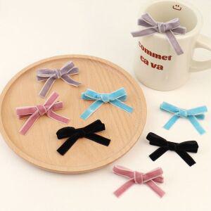 벨벳 미니 핸드메이드 리본집게 헤어핀