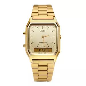 [카시오] 남녀공용 Analog Digital Square 메탈 손목 시계(AQ 230GA 9DHDF)