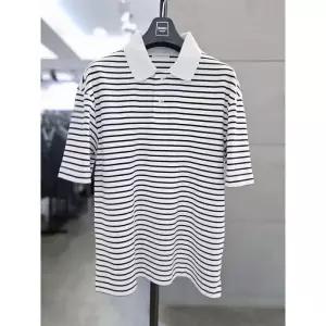 [바쏘옴므]바쏘옴므 세이브존03 바쏘옴므 25 화이트 단가라 오버핏 반팔 PK티셔츠 WSAGZ2KT48A (33132470)