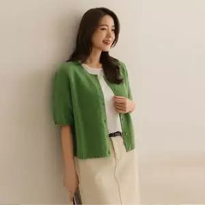 [하프클럽/]산코 비스코스 크롭 반팔 가디건