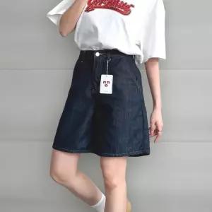 여성 비비드 와이드 숏 청바지 여름 스티치 디자인