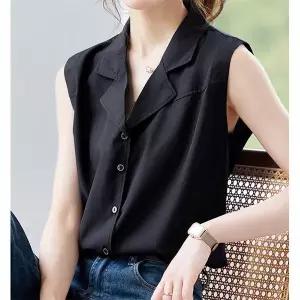 [하프클럽/]싱글숏카라넥 민소매 셔츠블라우스 9F11AA