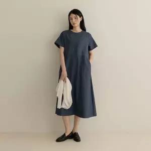[엘리시아]칸비 데님 라운드 핀턱 반팔 원피스_P391307958