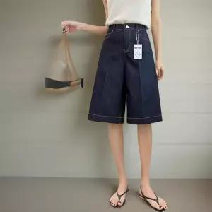 여성 캐주얼 5부 데님 스판 면혼합 스티치 논페이드 팬츠