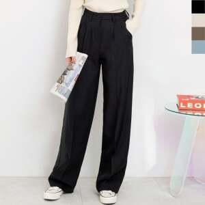 광택 여자핀턱 와이드팬츠 출근복 면바지 날씬해보이는슬랙스 면접룩 여자편한바지 여자바지 여성슬랙스