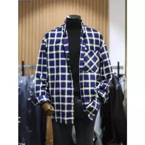 [갤러리아] BON 네이비 변형 체크 오버핏 캐주얼 셔츠 BN4MBA673