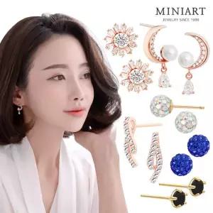 [미니아트] 14K 골드필드 베이직 큐빅 진주 스터드 귀걸이 10종 택1 균일가