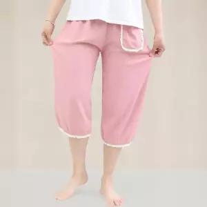 [미라클세븐]민트 핑크 레이스 포켓 여성용 7부 홈웨어 바지 밴딩 스타일