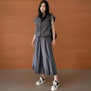 /신상오픈런 여성 바스락 오버사이즈 후드 롱스커트 세트