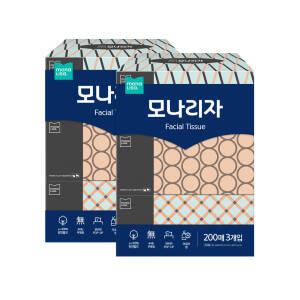 모나리자 아로마향 200매 3입 1+1개 총 6입(1,200매) 향기나는 퍼퓸 각티슈 천연펄프 미용티슈