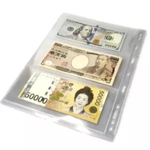 지폐 수집 앨범 속지 10장 내지 파일 바인더 포켓 리필 화폐 보관 수납 주화 돈 3칸