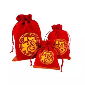 벨벳 복주머니 외국인 선물 금박 전통 선물 포장 세뱃돈 더스트백 파우치 이너백 3p