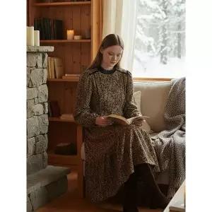 [써스데이아일랜드]기모패턴 롱 티어드 원피스 T238MOP237W _P404170823