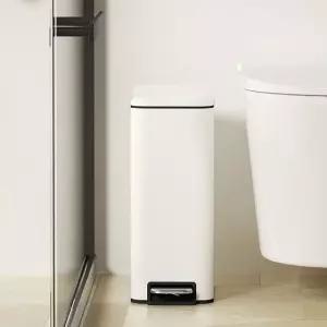 무소음 슬림 휴지통 욕실 화이트스틸 페달 10L (WFJZ6T6)