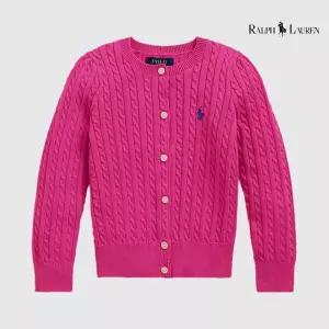 폴로 랄프로렌 케이블 니트 걸즈 가디건 핑크