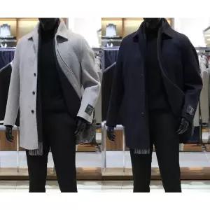 [바쏘](의정부점)24 FW 핸드메이드 울 캐시미어 셋인카라 구스다운 내피탈착 숏코트 2종 [ 라이트그레이...