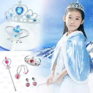 겨울왕국 어린이 왕관 요술봉 귀걸이 목걸이 세트 4종