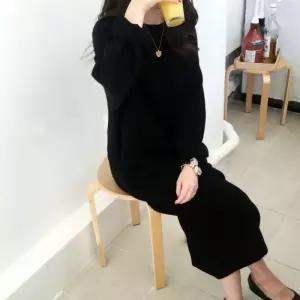 따수미 도톰 롱롱 니트원피스 겨울용 중년여성 데일리화사한 스타일