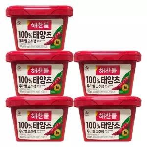 CJ 해찬들 100% 태양초 우리쌀 고추장 500g 5개