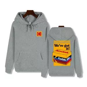 플리스 후리스 자켓 재킷 집업 코닥 레트로 복고풍 엔틱 가을/겨울 힙합 스타일 Y2K 프린트 남성 후드티 일