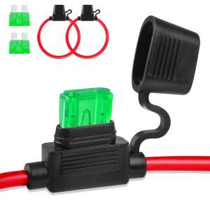 인라인 퓨즈 홀더 12V 2팩, 확장 버전 12AWG 방수 블레이드 13.8인치, 라인 12V, 자동차, 해상용 표준 자동차 30A 2개 포함 XIOGZAXI