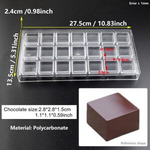 초콜릿 몰드 폴리카보네이트 두바이 큐브 모양 사탕 봉봉 퐁당 아이스 베이커 폼, 제과 금형 베이킹 페이
