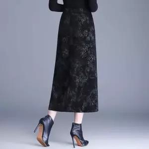 스커트 여자 롱 절개 추동 일자 H라인 원턱 자가드 힙업 1PICK4