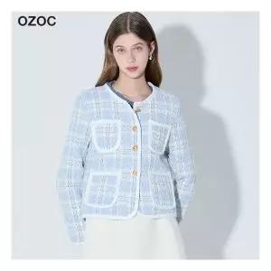 오조크 스프링 화이트 라인 트위드 자켓