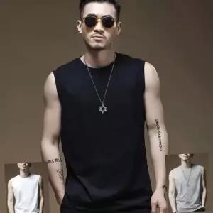 남자 머슬핏 면나시 민소매짐나시 나시티셔츠 라운드 스판나시 박스핏