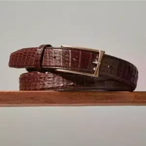 닥스 ACC 선물포장브라운 악어 꼬리 가죽 브론즈 버클 벨트 DBBE3F395