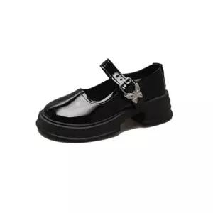 [하프클럽/]여성 나비 통굽 로퍼 에나멜 둥근앞코 메리제인 슈즈