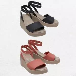 [크록스]브루클린 앵클 스트랩 웨지힐 / 플랫폼 키높이 통굽 굽높은 샌들 209406 블랙 스파이