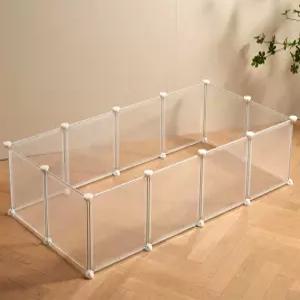 루리바 투명 소형 동물 놀이펜 기니피그 케이지 강아지 애완동물 래빗 버니 실내 울타리 흰색 플라스틱