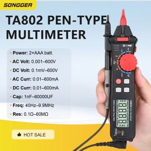 펜형 디지털 멀티미터 자동 범위 설정 스마트 소형 전기테스터기 180도 회전 디스플레이 전압 전류 저항 측