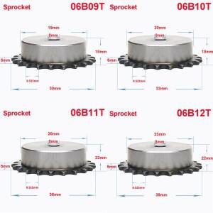 1피스 06B 9 치아 24 스프로킷 휠 체인 기어 산업용 A3 강스틸 롤러 적합