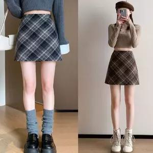 스커트 치마 SK 러블리 모직 미니 체크 여자 2컬러 가을 겨울