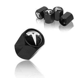 이글와이어리스 5팩 타이어 밸브 스템 캡 누수 방지 알루미늄 크롬 Tesla Model 3 S X Y 화이트 로고 와 호환되는 고무 O-링 포함