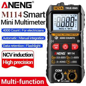 ANENG M114 미니 소형 스마트 디지털 멀티미터 테스터 전문 자동 백라이트 밝은 화면 DC/AC 전압 NCV 저항