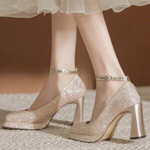 웨딩슈즈 실버 스페셜 진주 촬영용 글리터 공연 가보시힐