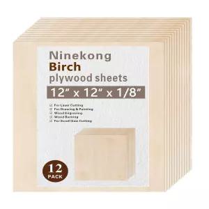 자작나무 합판 시트 12팩 1 /8 12x12x1 /8인치 커팅용 3mm 각인 블랭크 드로잉 및 페인팅 공예용 얇은 천연
