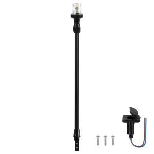 오브쿠르스코 보트 선미 조명 베이스가 있는 망원경 폴 3NM 360 LED 앵커 폰툰 요트 배스 어선용 12V 조정 가능 내비게이션 27-48인치 은색