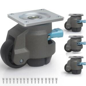 [미국배송] 접이식 캐스터 4종 세트 2200파운드 래칫 핸들이 있는 BZOLYHEU 수평 캐스터 작업대 가구 테이블용 회전 휠 2인치 회색