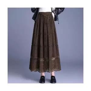 여성 쉬폰 스커트 레이스 가을 겨울 슬림핏 롱 밴딩 A라인 MODU4