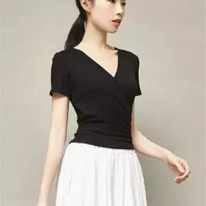 연영과입시복 상의 v넥 발레 무용복 반팔 댄서 블루