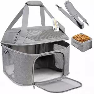 베지베어 대형 고양이 캐리어 2마리 고양이용 소프트 사이드 펫 소형견 최대 20파운드 접이식 여행용