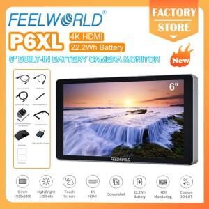 터치스크린FEELWORLD P6XL 6인치 카메라 필드 모니터 알루미늄 케이스 내장 배터리 4K HD 고휘도 1200nit